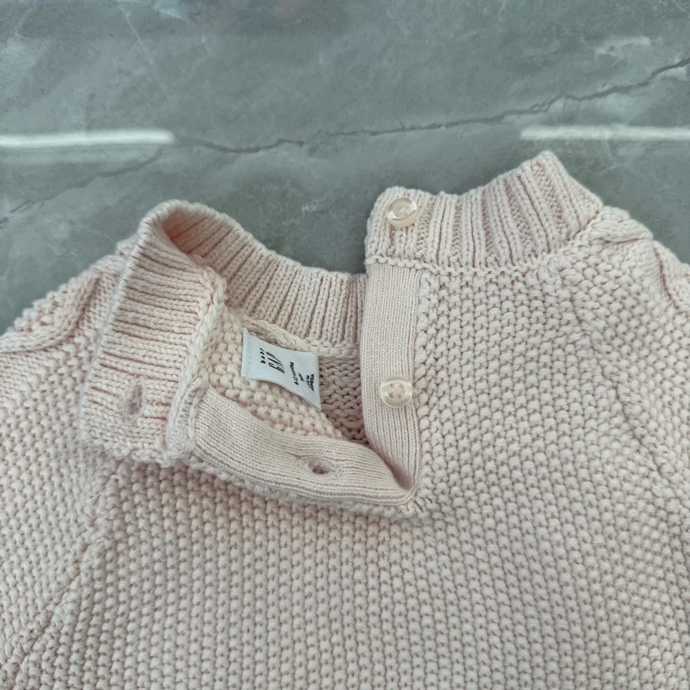Baby Gap Cable Knit Long Sleeve Sweater Dress 100% Cotton Size 6-12 Months